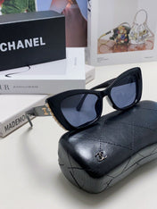 CAT EYE SUNGLASSES 632701 IN BLACK ACETATE EMBOSSED PEARL