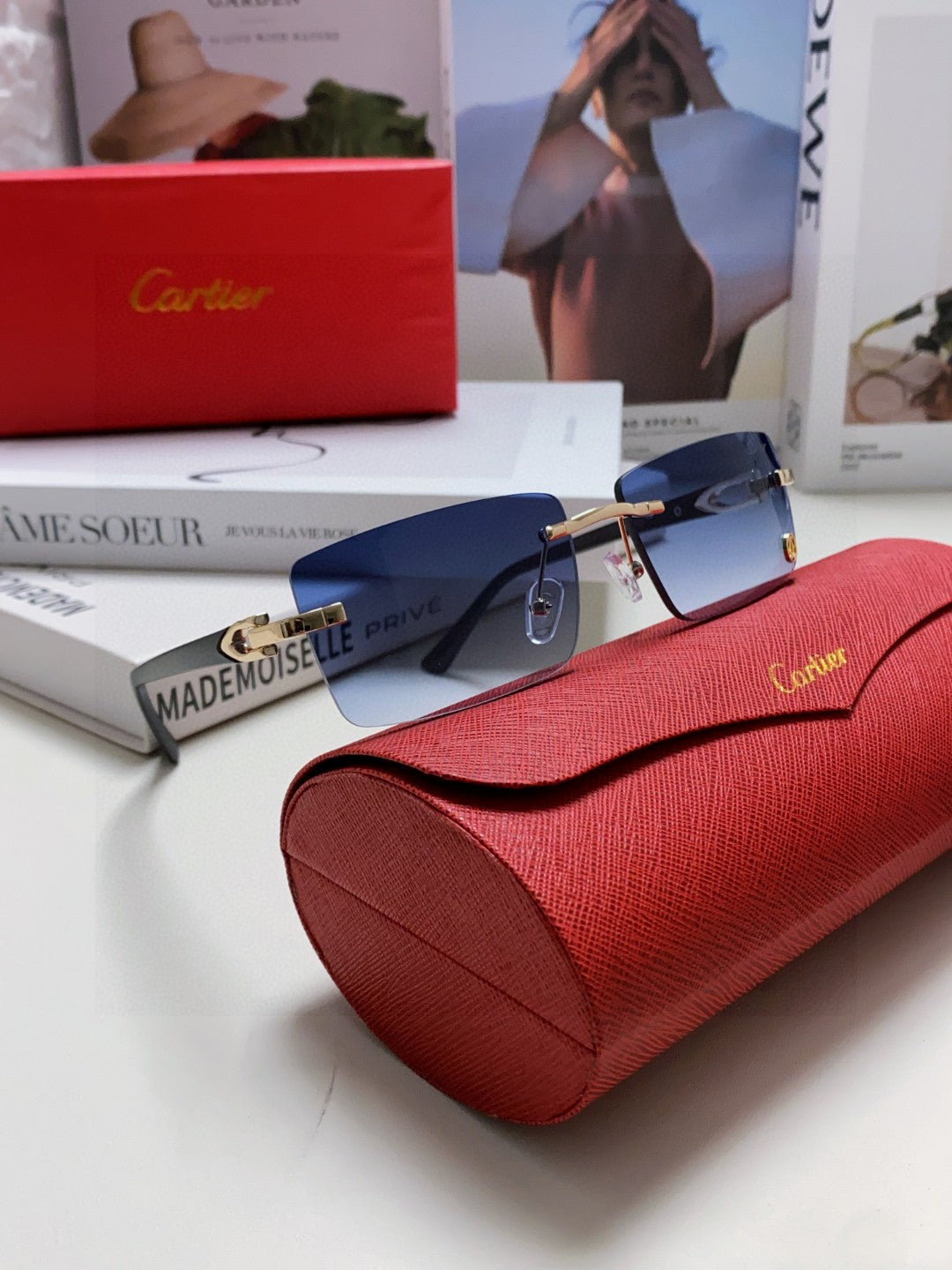 CARTIER 26S RIMLESS RECTANGULAR FRAME IN METAL 439510