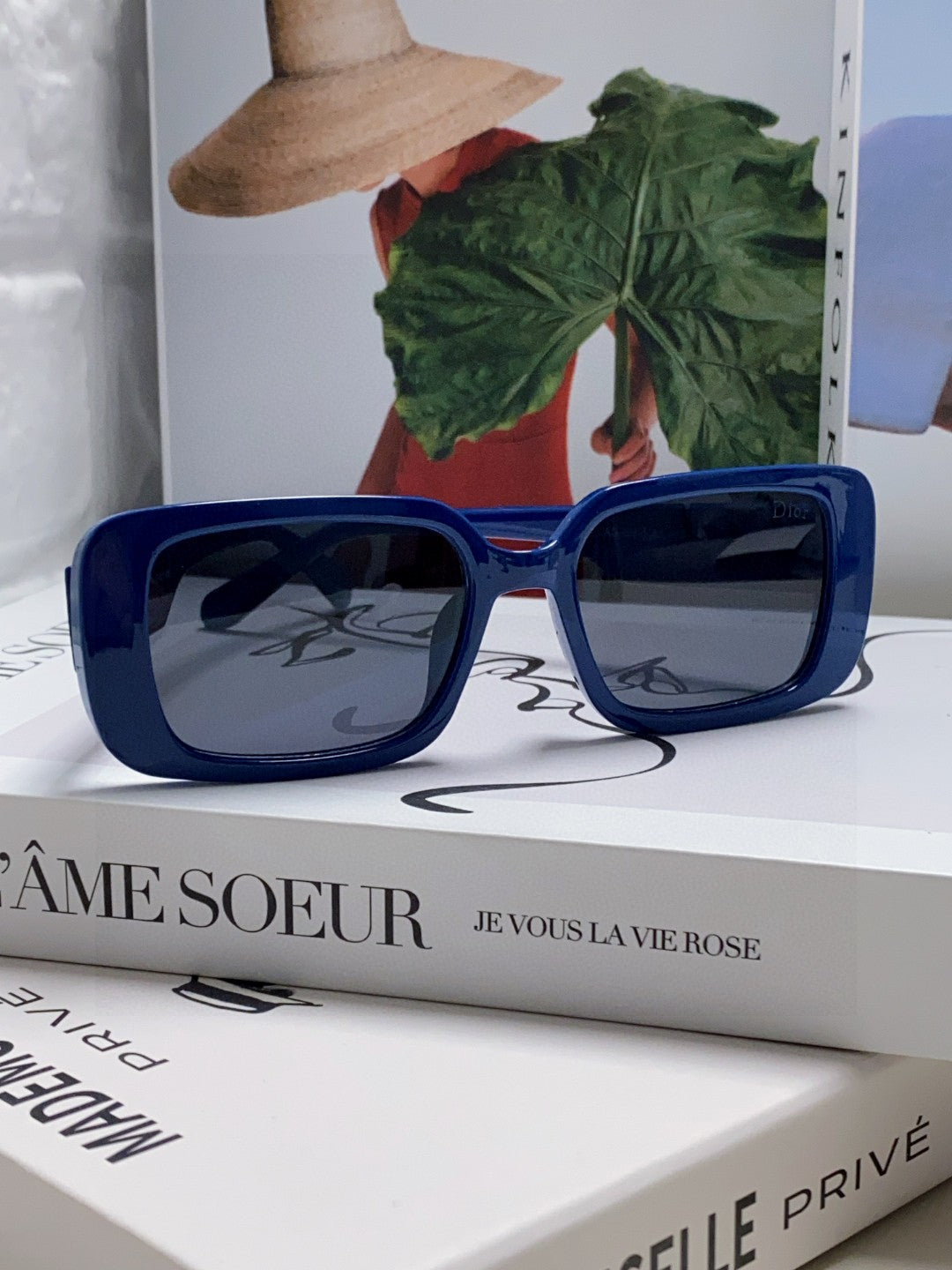 DIOR 26S RECTANGULAR FRAME IN BLUE ACETATE 422576