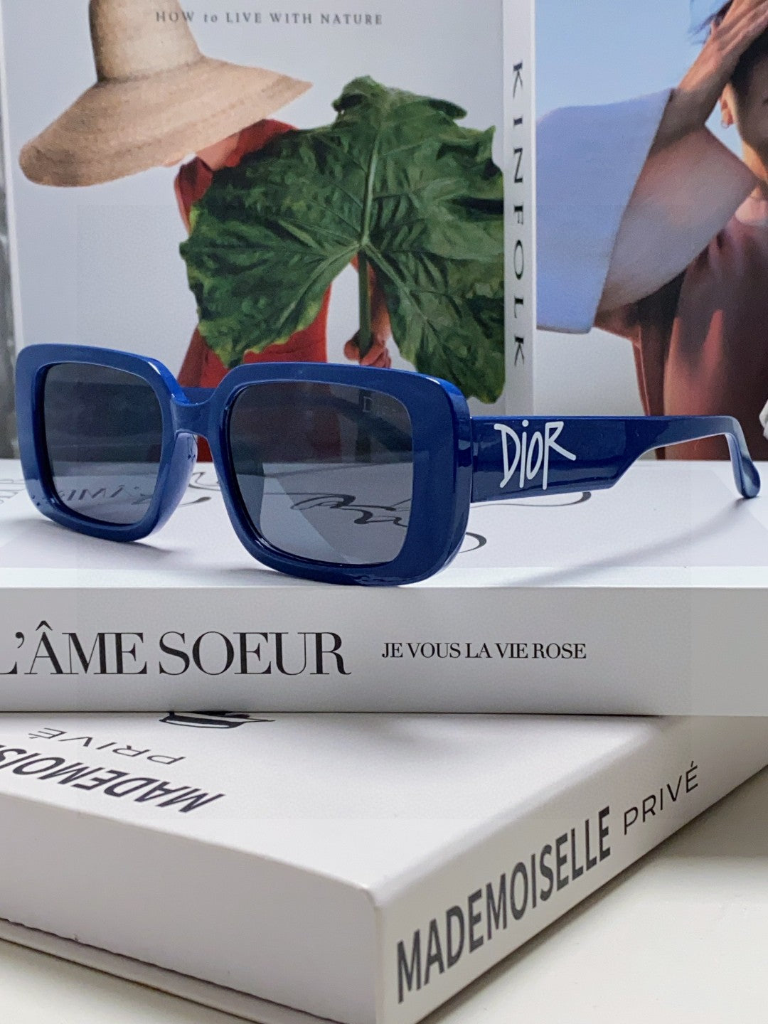 DIOR 26S RECTANGULAR FRAME IN BLUE ACETATE 422576