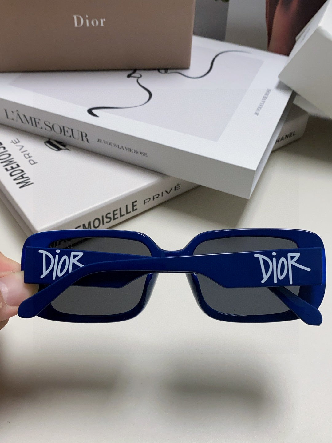 DIOR 26S RECTANGULAR FRAME IN BLUE ACETATE 422576