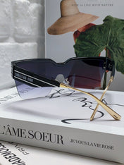 OBLIQUE SUNGLASS 571601 IN BLACK METAL