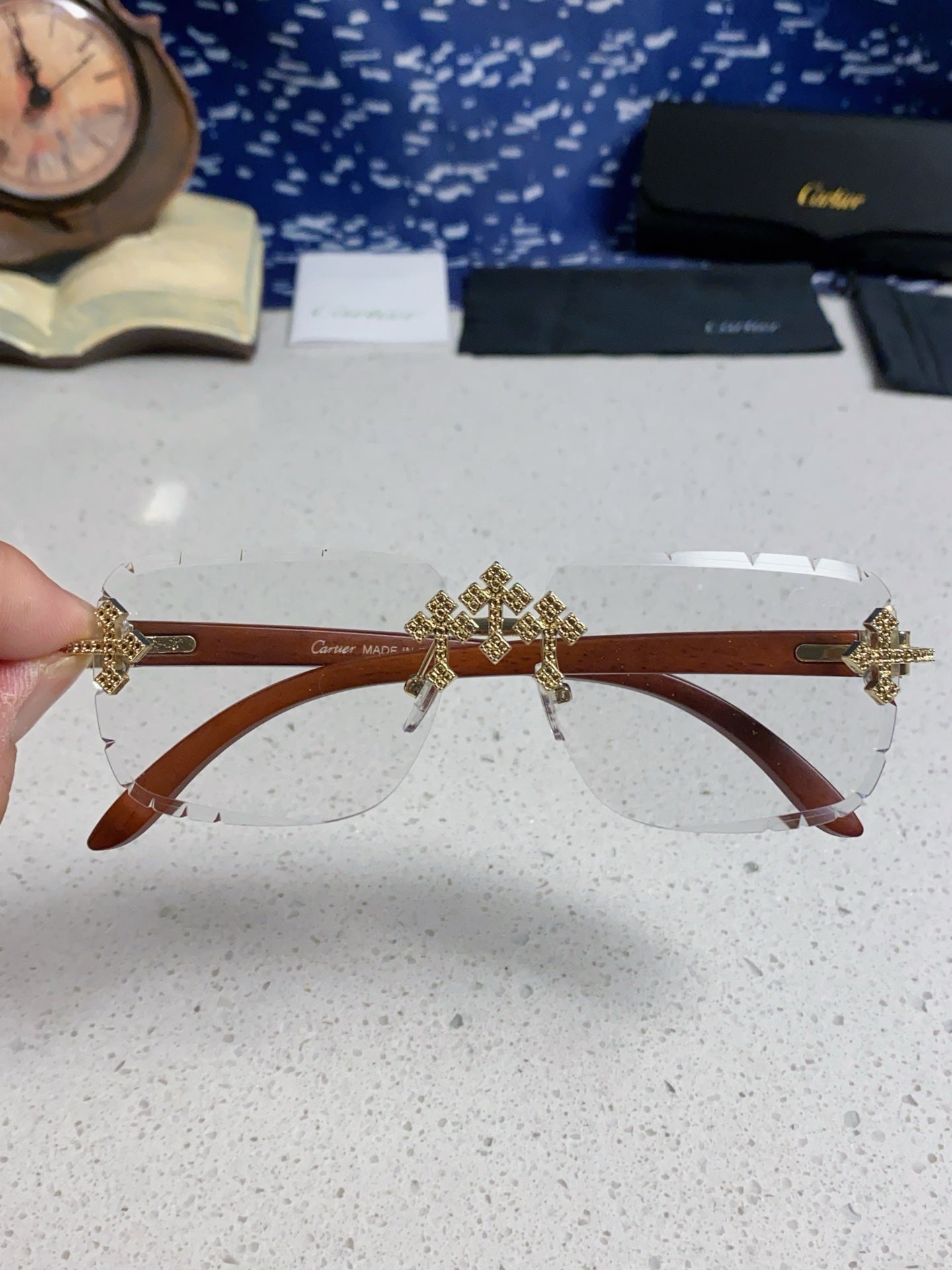 CARTIER 26S RIMLESS RECTANGULAR FRAME IN METAL 436011