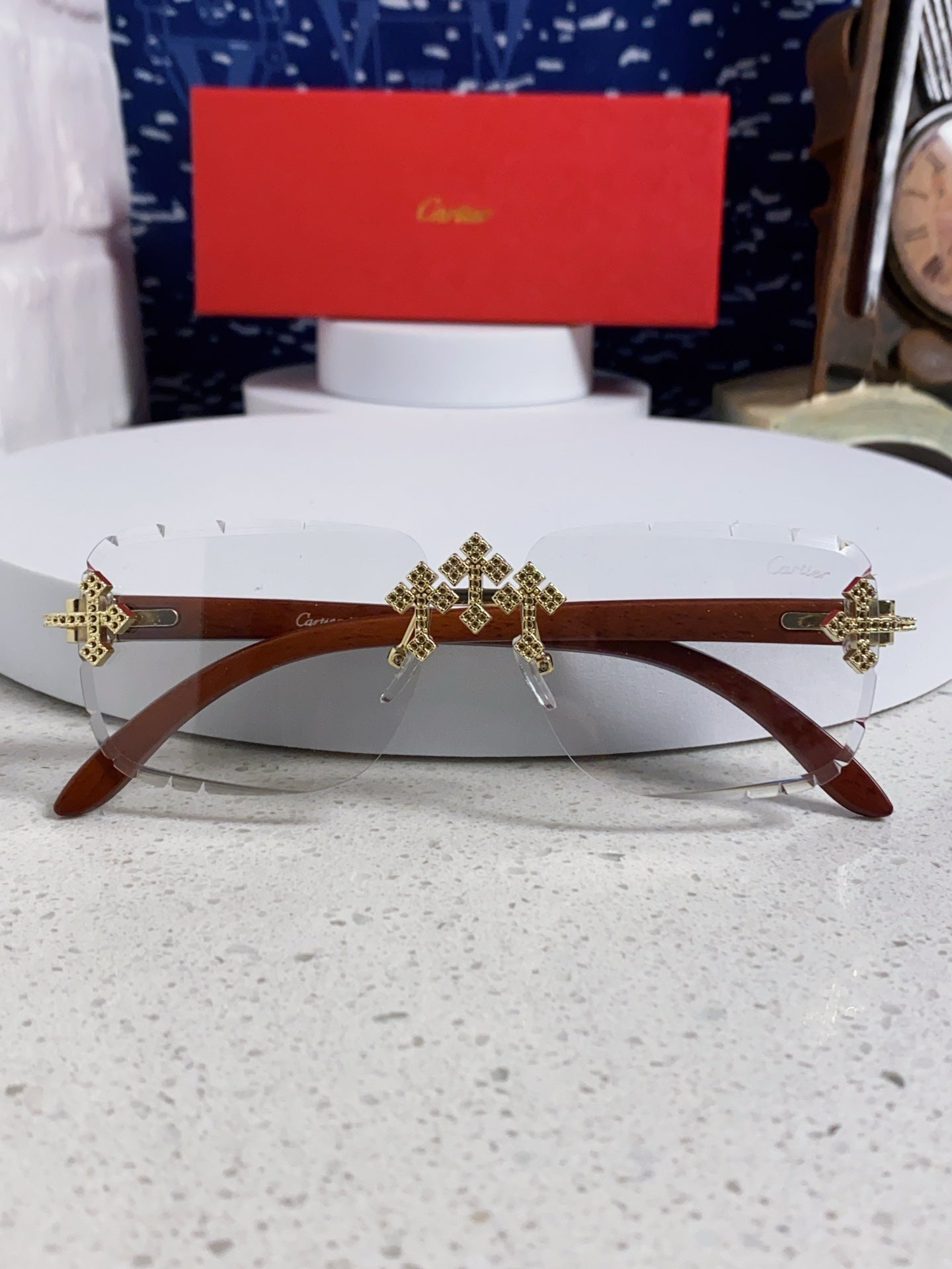 CARTIER 26S RIMLESS RECTANGULAR FRAME IN METAL 436011