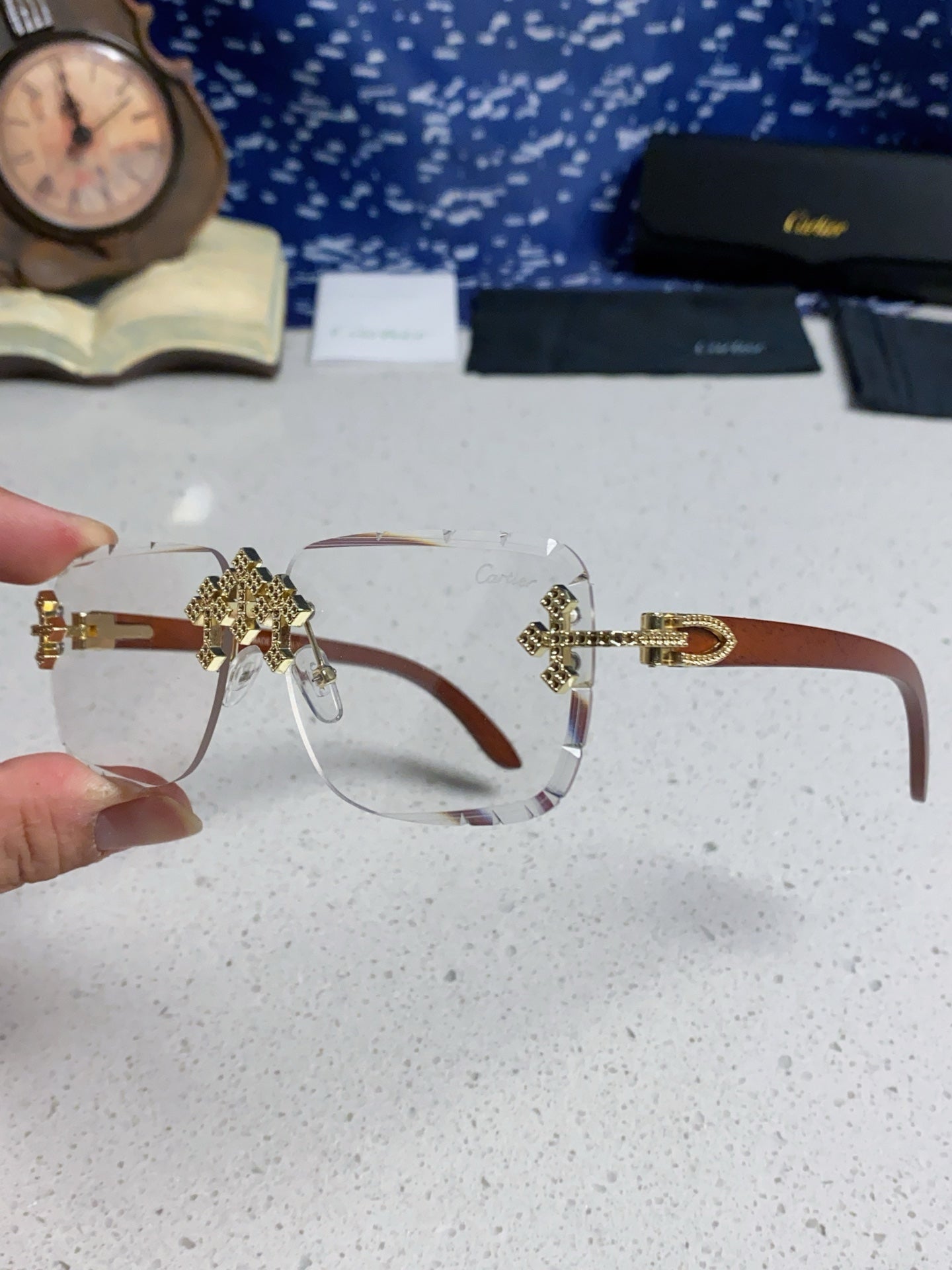 CARTIER 26S RIMLESS RECTANGULAR FRAME IN METAL 436011