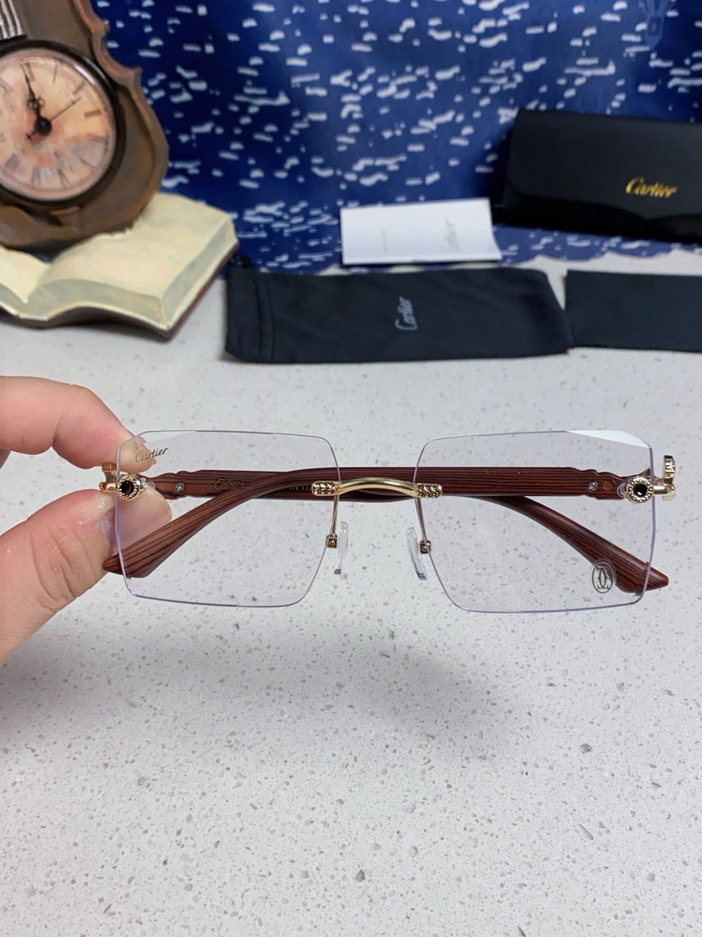 CARTIER 26S RIMLESS SQUARE FRAME IN METAL 439558