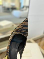 BALMAIN 25S SLINGBACK EVA 95MM IN BROWN AND BLACK ZEBRA PRINT CALFSKIN