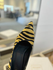BALMAIN 25S HIGH HEELS 95MM IN YELLOW AND BLACK ZEBRA PRINT CALFSKIN