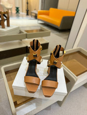 BALMAIN 25S WEDGE HEELS 105MM IN DARK BROWN CALFSKIN GOLD HARDWARE