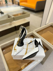 BALMAIN 25S SYNC STILETTOS WITH POINTED TOE 95MM IN WHITE CALFSKIN
