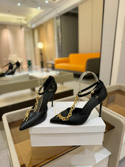 BALMAIN 25S SYNC STILETTOS WITH POINTED TOE 95MM IN BLACK CALFSKIN