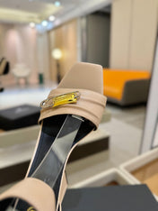 BALMAIN 25S WEDGE HEELS 100MM IN NUDE CALFSKIN