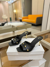 BALMAIN 26S HEELED SANDALS 70 MM IN BLACK CALFSKIN