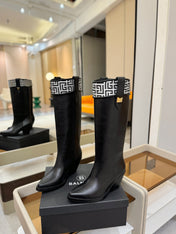 BALMAIN 26S HIGH BOOTS 65 MM IN BLACK CALFSKIN
