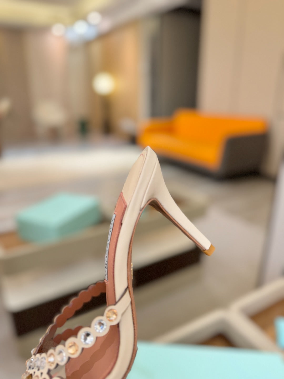 AQUAZZURA 26S TEQUILA HEELED SANDALS 85 MM IN BEIGE LAMBSKIN