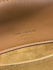 LE 37 SMALL BUCKET BAG 20 IN BROWN SUEDE GOLD HARDWARE