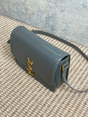 SOLFERINO SMALL SATCHEL 23 IN DARK GREY CALFSKIN GOLD HARDWARE