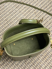 LE 37 MINI BUCKET BAG 15 IN AVOCADO GREEN CALFSKIN GOLD HARDWARE