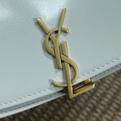 VOLTAIRE HALF-MOON SHOULDER BAG 24 IN WHITE CALFSKIN GOLD METALLIC