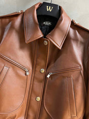 LP 26S BROWN LEATHER BOMBER JACKET 571