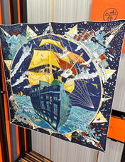HERMES 26S PRINTED SQUARE SCARF 90 IN SILK 312023