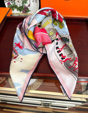 HERMES 26S PRINTED SQUARE SCARF 90 IN SILK 307341