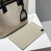STEEPLE 28 BAG IN OFF-WHITE H CANVAS AND BLACK SWIFT CALFSKIN