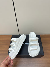 dad sandals white 3 rows lambskin mules