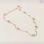 MIUMIU 26S GOLD CRYSTAL STATION CHAIN NECKLACE IN GOLD TONE METAL 633925