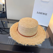 LOEWE 26S FRAYED BRIM RAFFIA BOATER HAT STYLE 188
