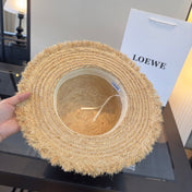 LOEWE 26S FRAYED BRIM RAFFIA BOATER HAT STYLE 188