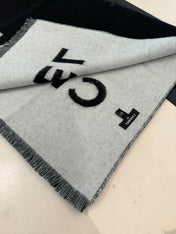 SCARF 200 CM IN BLACK MIX WHITE CASHMERE AND WOOL 401299