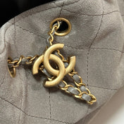 CC 25 HANDBAG 30 IN NATURAL GREY SUEDE GOLD HARDWARE