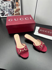 GUCCI 26S HIGH-HEELED SANDALS 50 MM IN RED CANVAS