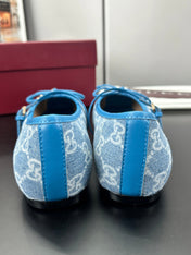 GUCCI 26S BALLET FLATS IN BLUE DENIM