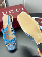 GUCCI 26S SLINGBACK 25 MM IN BLUE DENIM