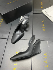ALAIA 26S WEDGE SLINGBACKS 95 MM IN BLACK CALFSKIN