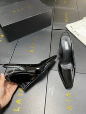 ALAIA 26S WEDGE SLINGBACKS 95 MM IN BLACK PATENT CALFSKIN