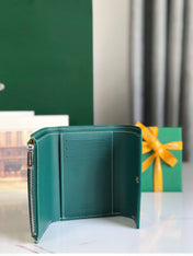 SAINT-GABRIEL WALLET 12 IN GREEN CALFSKIN AND GOYARDINE CANVAS