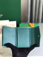 SAINT-GABRIEL WALLET 12 IN GREEN CALFSKIN AND GOYARDINE CANVAS