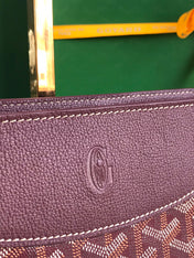 HIRONDELLE BAG 25 IN WINE RED LAMBSKIN AND GOYARDINE CANVAS