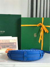 HIRONDELLE BAG 25 IN SAPPHIRE BLUE LAMBSKIN AND GOYARDINE CANVAS