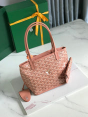 ANJOU MINI BAG 20 IN MANHATTAN PINK  CALFSKIN AND GOYARDINE CANVAS