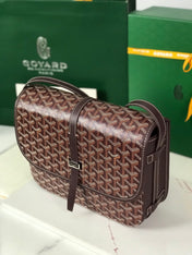 BELVEDERE MM BAG 28 IN BROWN GOYARDINE CANVAS AND CALFSKIN