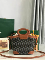 GOYA 26S BELUGA MINI BAG 23MM IN BROWN GOYARDINE CANVAS AND CALFSKIN