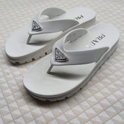 PRADA 26S FLIP FLOPS IN WHITE CALFSKIN WITH LOGO