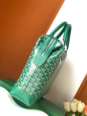 CISALPIN DOCUMENT CASE 39 IN GREEN GOYARDINE CANVAS AND CALFSKIN
