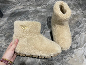 PRADA 26S ANKLE BOOTS IN BEIGE FUR