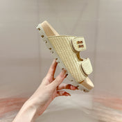 Women's Sandals Bright Cream Sheepskin With Straps