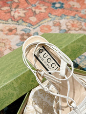 GG CRYSTAL HORSEBIT SANDAL WHITE LAMBSKIN